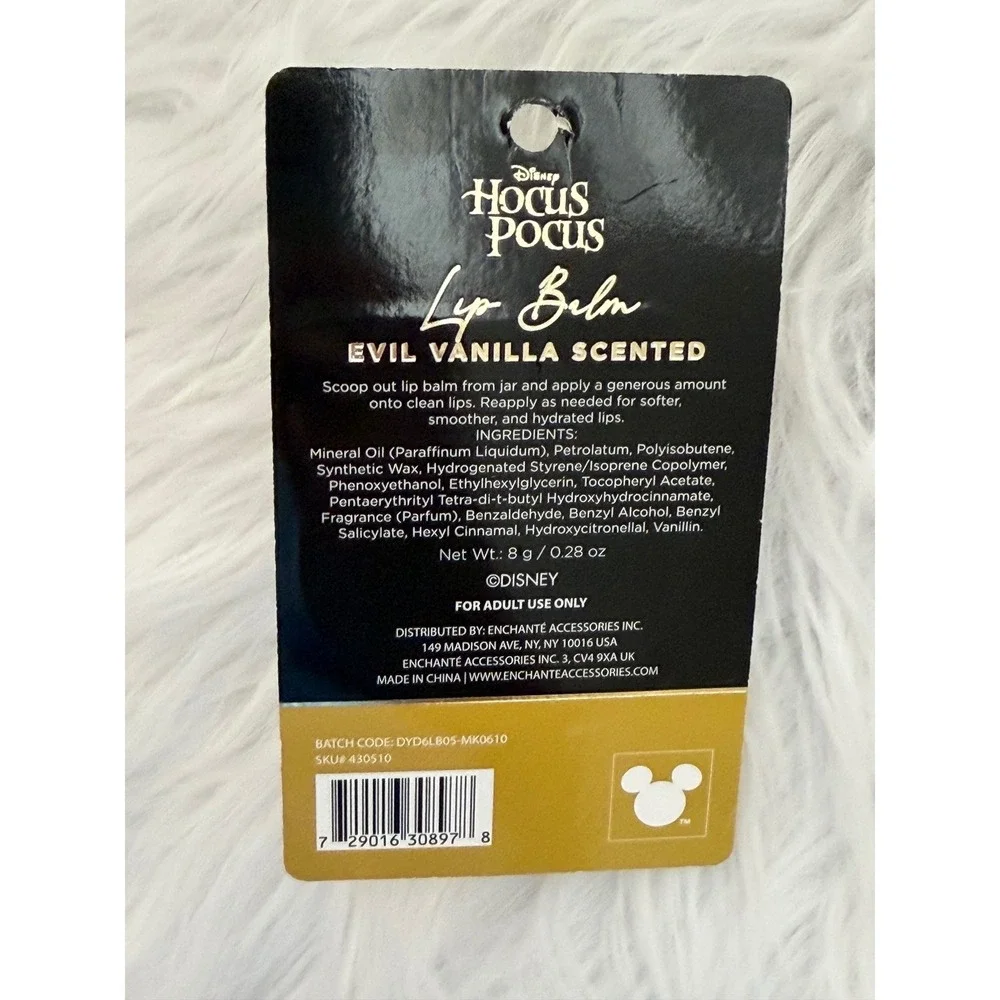 Disney Hocus Pocus Lip Balm Set 4 Cauldron Jars Cherry Almond Vanilla Strawberry